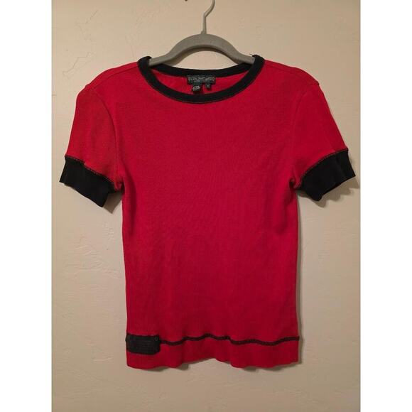 Lauren Jeans Co. Tops - ❤️ Lauren Jeans Co Ralph Lauren Red Ribbed Tee XS | 2000s Y2K